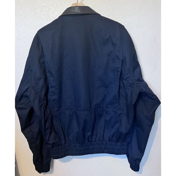 Vtg Sporty's Pilot Shop Navy Blue Flight Bomber Leather Collar  Type A5 Jacket L - Picture 3 of 13